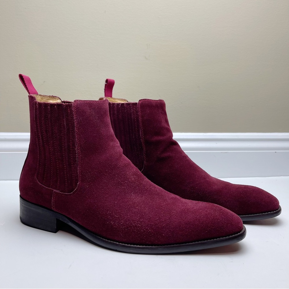 Carrucci burgundy pull-on suede ankle boots